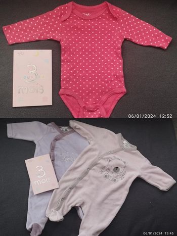 Lot 3 mois deux pyjamas, un bodie
