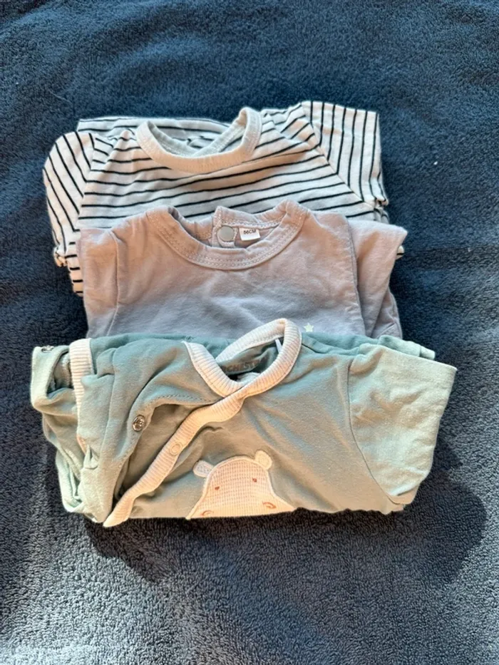 💤 Lot de 3 pyjamas coton bébé 1 mois 💕