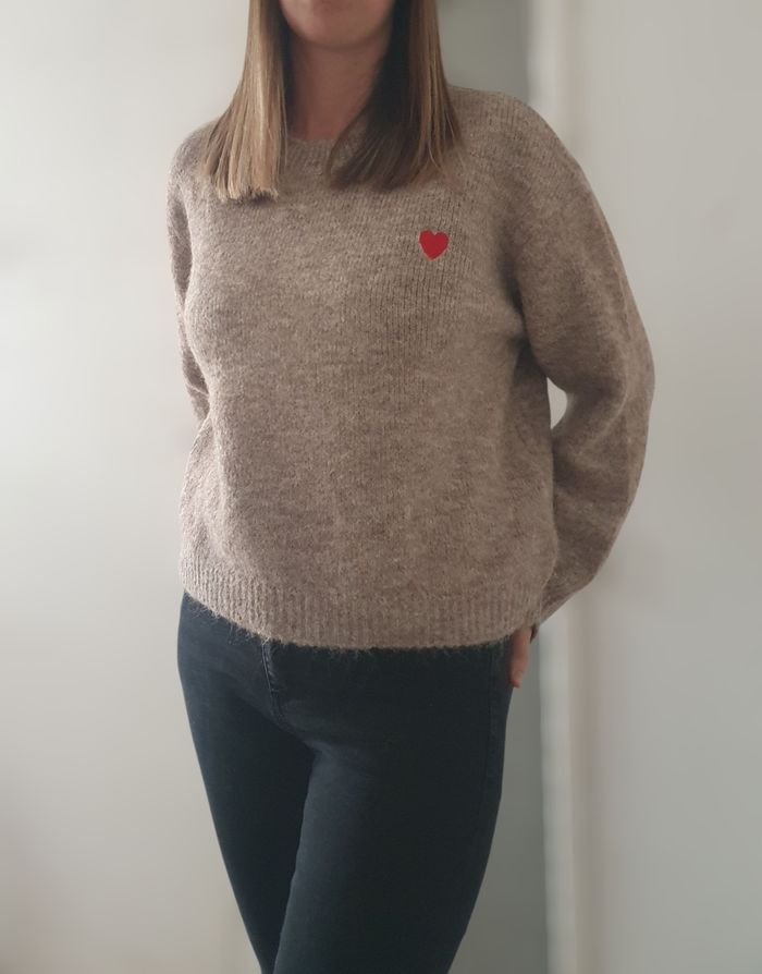 Pull cœur brodé Taille unique