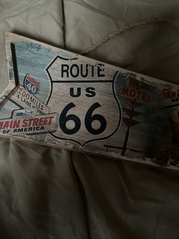 Plaque déco vintage Route 66 – flèche murale rétro - photo numéro 2