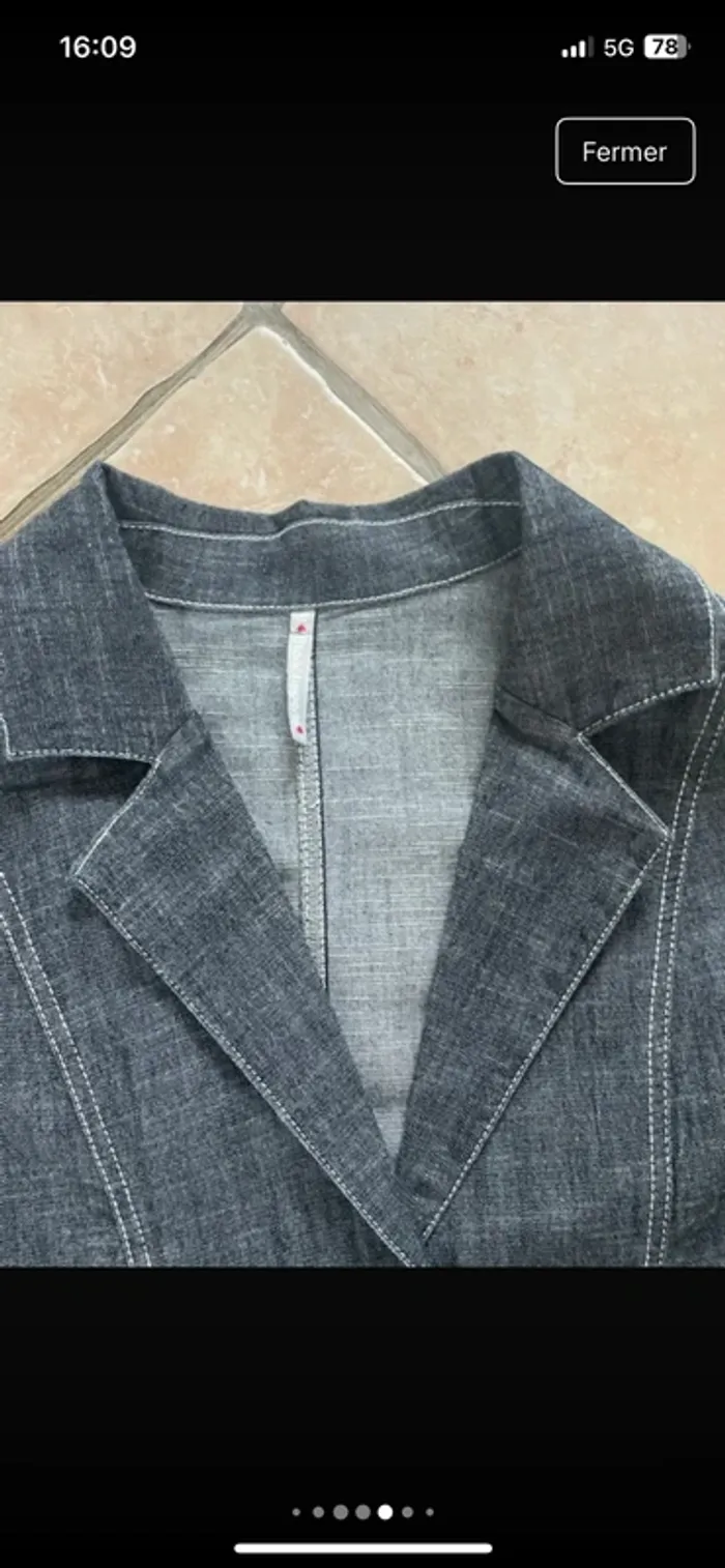 Magnifique blazer en jeans en 48 excellent état de chez Blanche Porte - photo numéro 7