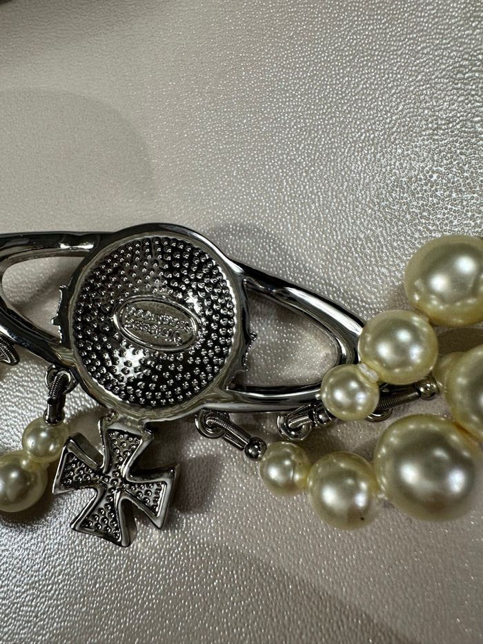 Collier à perles 3 rangs gros orb vivienne Westwood argenté - photo numéro 2