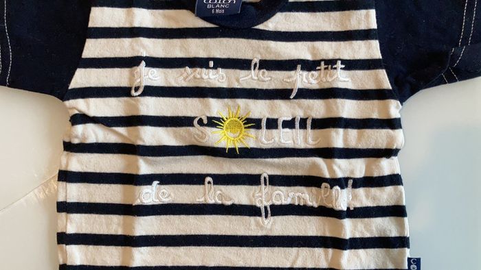 Tee-shirt coton blanc 6 mois - photo numéro 2