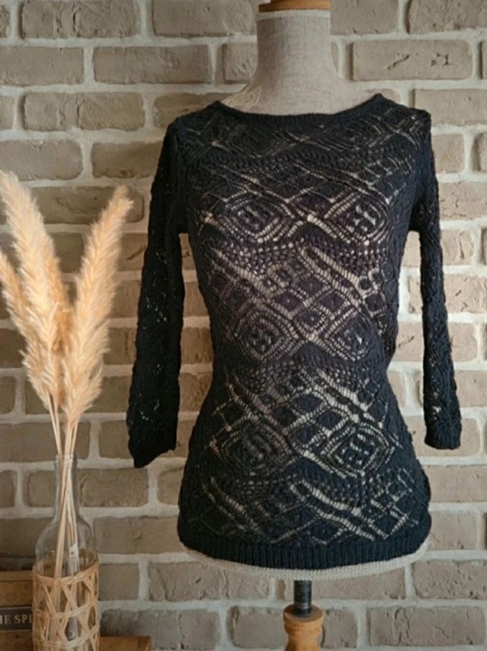 Pull en crochet noir dos ouvert La Redoute - photo numéro 5