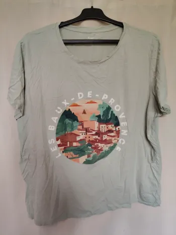 T shirt vert clair/menthe "les Baux de Provence" femme XXL kiabi