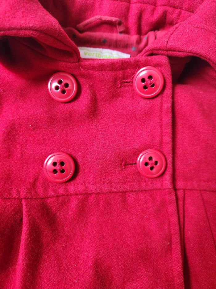 🧣 Manteau rouge type duffle-coat Vertbaudet 6 ans – laine, chaud et élégant - photo numéro 2