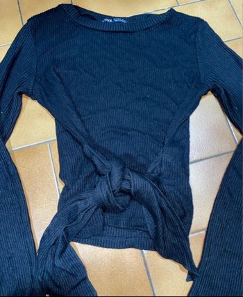 Haut couleur manche longue cotele avec noeud  s  Zara