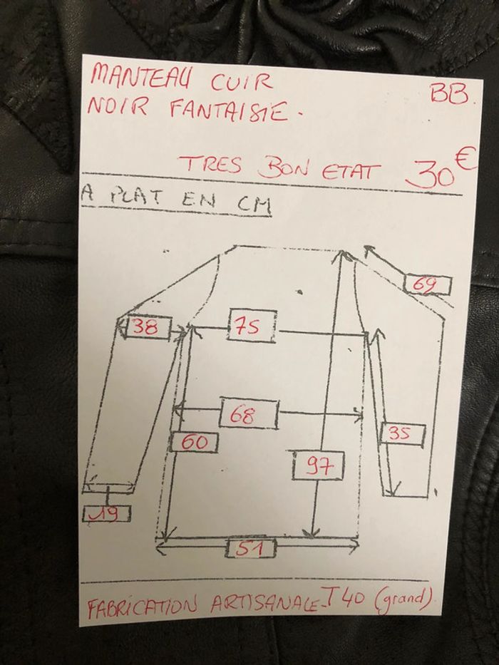 BB- Manteau en cuir vintage TBE T 40 (taille vintage-44) - photo numéro 15