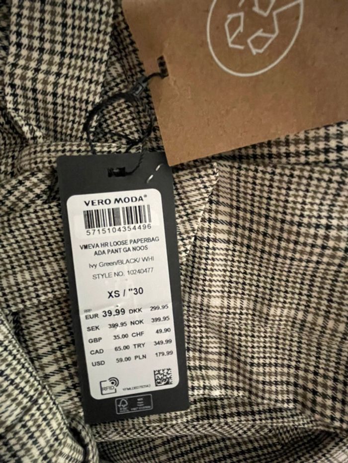 Pantalon à pinces quadrillé taille xs vero moda - photo numéro 5