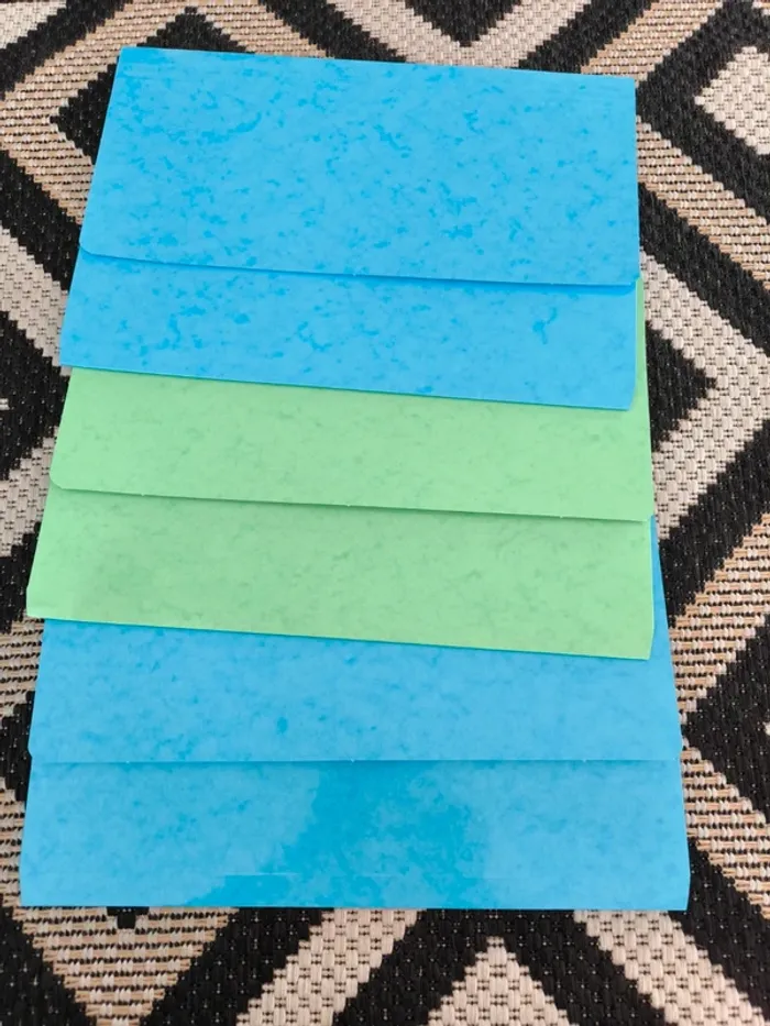 Lot de 3 pochettes plastifiées – Bleu & Vert – Neuf