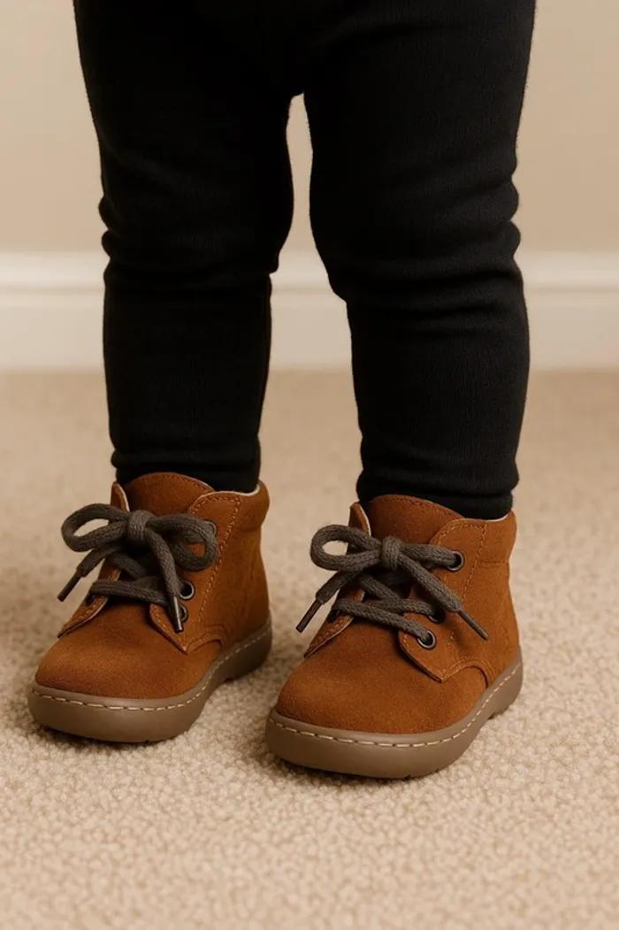 Chaussures bébé en cuir suédé Saxo Blues marron jamais portée – pointure 20