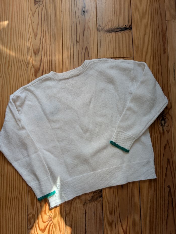Pull blanc et vert - photo numéro 3