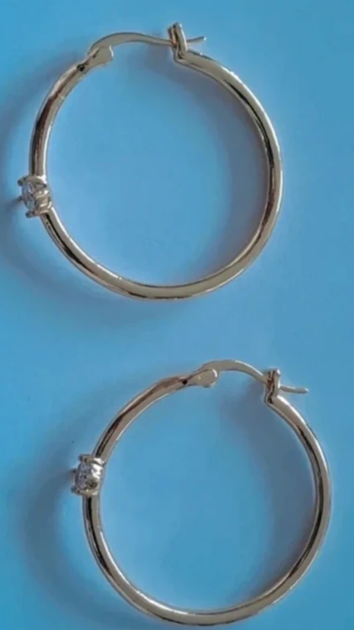 Créoles 35 mm plaquées or et zircons - photo numéro 2