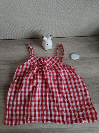 Débardeur blouse Vichy à carreaux rouges 6 ans