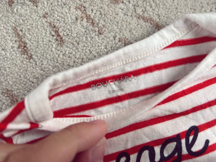 Haut manches longues marinière blanche et rouge bouchara - photo numéro 4