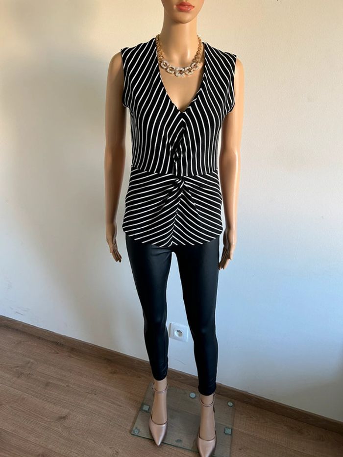 Haut rayé noir et blanc sans manches Morgan taille XS jamais porté - photo numéro 3