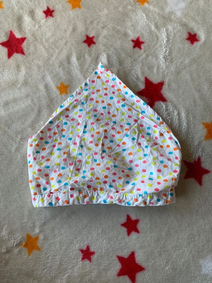 Bonnet d’été foulard bandana blanc et multicolore 6-12M