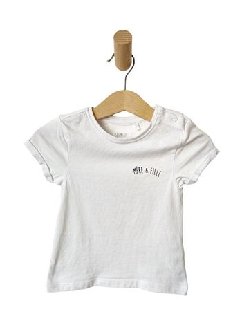 T-shirt blanc “Mère et fille / journée plage” - Orchestra 12 mois (74cm)