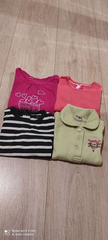 Lot 4 tee-shirts fille Kitchoun 18 mois