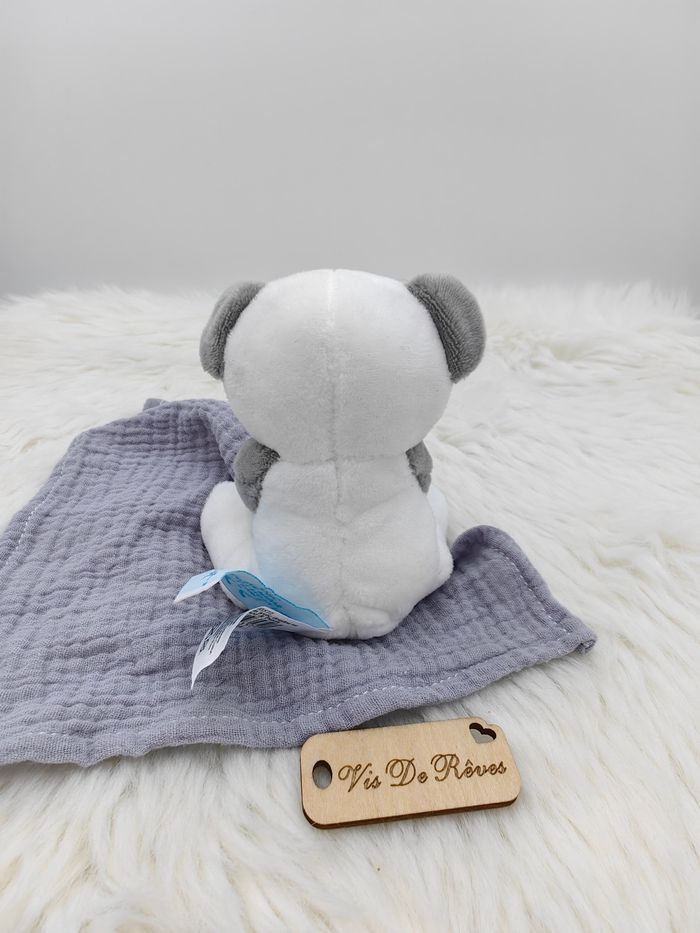 Doudou mouchoir Panda blanc et gris Baby Nat Bn0572 - photo numéro 4