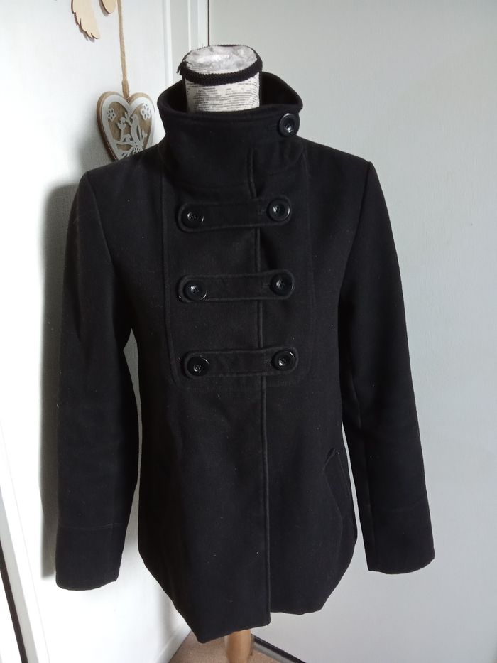 Manteau noire femme taille 38 ou M Kiabi, mi long