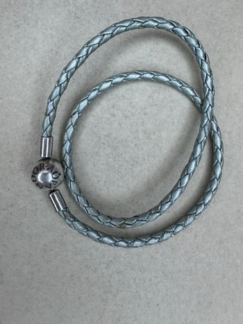 Bracelet Pandora Authentique Cuir tressé Vert eau