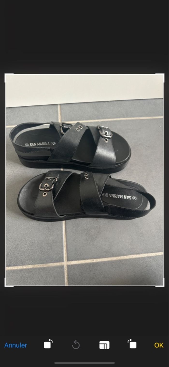 Sandales en cuire noire neuve - photo numéro 2