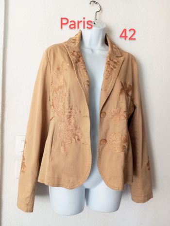 Veste brodée avec lin femme 42