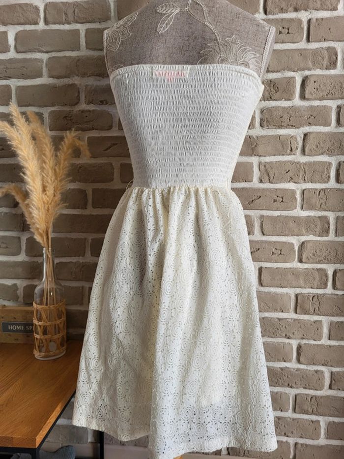 Robe bustier à dentelle blanc ivoire Cache Cache - romantique raffiné - photo numéro 12
