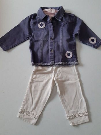 Lot de veste en jean avec haut et bas offert,   les 3 pieces = 2 euros
