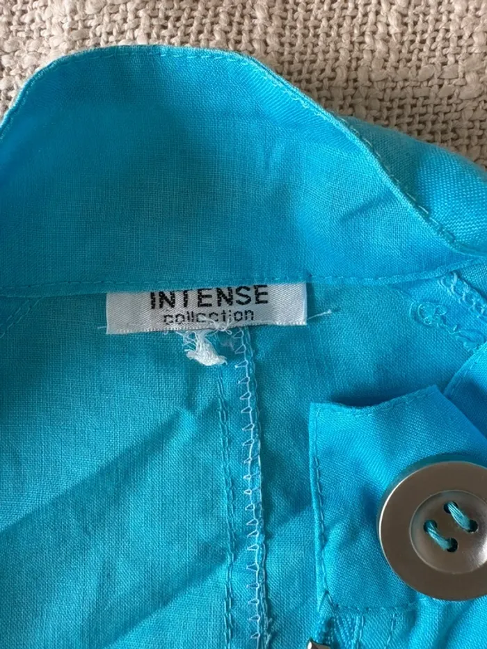 Veste bleu turquoise intense – 100 % lin taille M - photo numéro 3