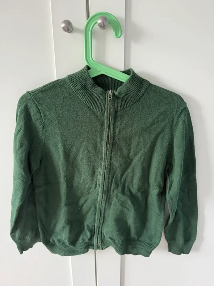 Gilet zippé Cyrillus vert foncé 4 ans