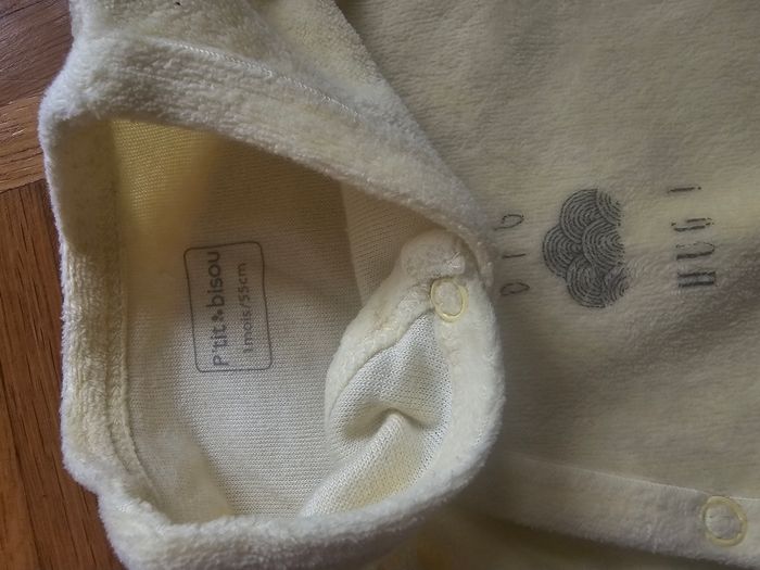 Pyjama jaune avec pieds P'tit Bisou - 1 mois - photo numéro 4