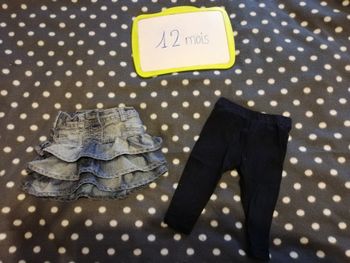 Jupe jean+ legging pailleté