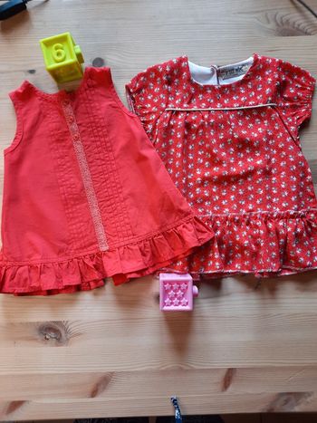 Lot 2 robes rouge fille 6 mois ou 68 cm
