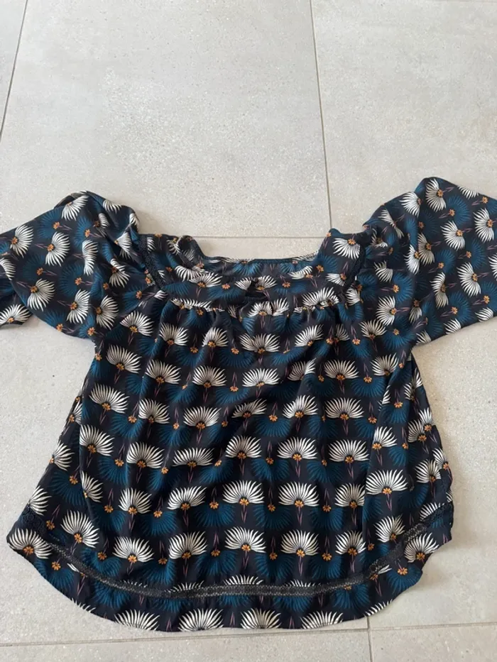 Blouse multicolore rue Mazarine, taille M, très bon état - photo numéro 4