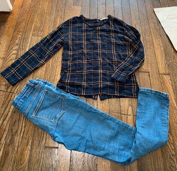 Blouse (très bon état) et jeans (bon état) Monoprix 10 ans
