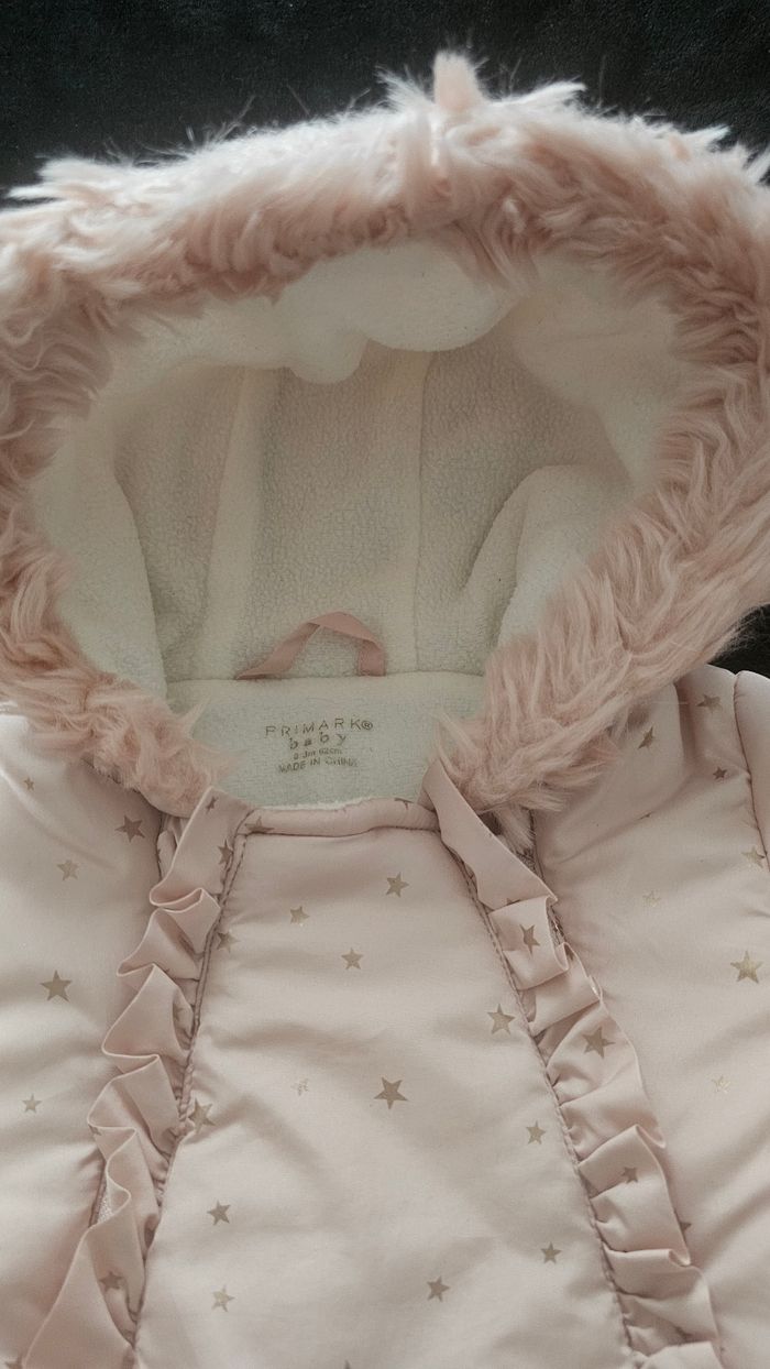 Combinaison pilote bébé Primark rose clair à capuche – 0/3 mois - photo numéro 2