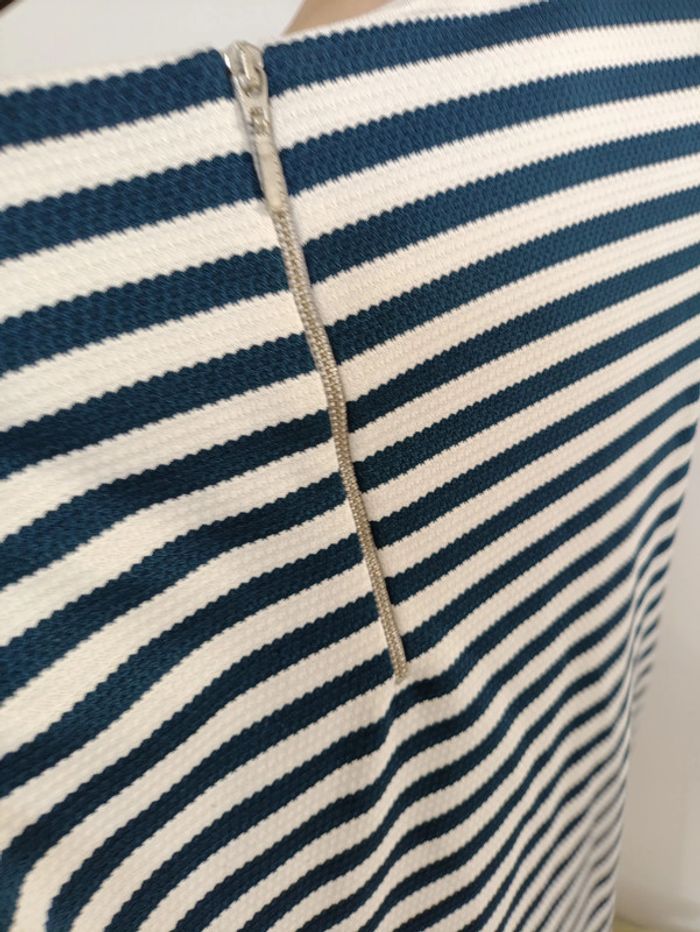 Top rayé épais bleu marine et blanc Camaïeu vintage fermeture - photo numéro 4