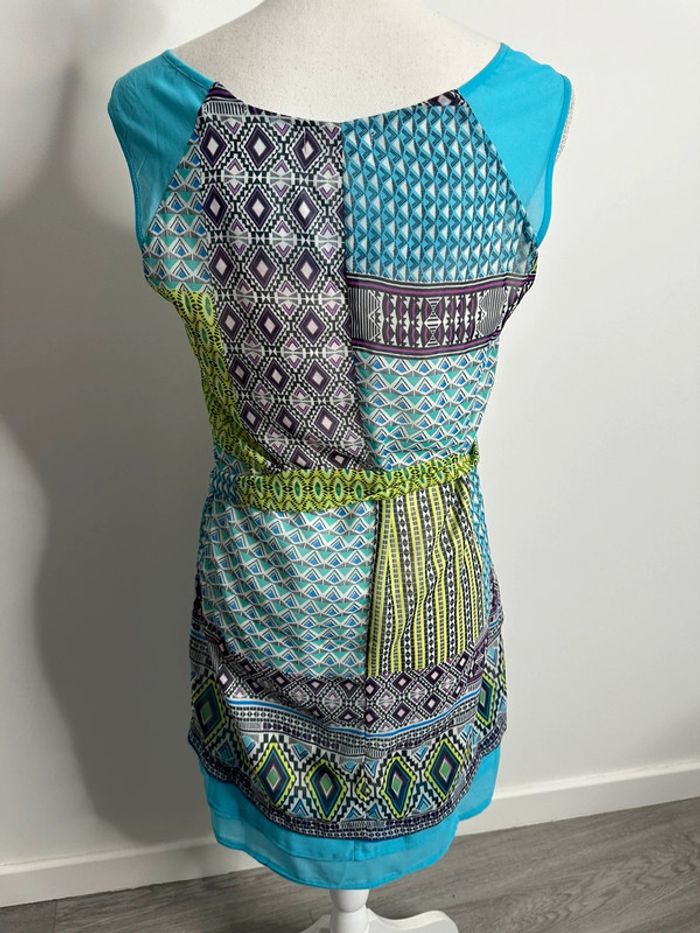 Robe bariolée géométrique verte et bleue Derhy T36 S - photo numéro 6