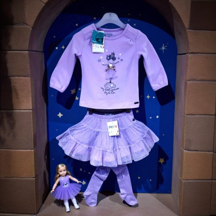 LCDP - NEW - ENSEMBLE 3P FILLE VOLANTS, TULLE PLUMETIS, STRASS & PAILLETTES 18M