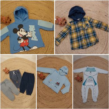 Lot de  vêtements garçons 18 mois 86 cm  7 pièces pantalons, veste polaire ,chemises,sweat 
