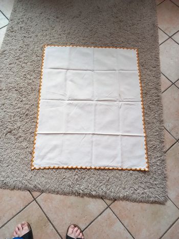 Nappe napperon coton crème + broderie