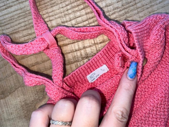 Ensemble coton été 9 mois fille unit B béguin Bodie salopette bloomer culotte chaussons crochet - photo numéro 5