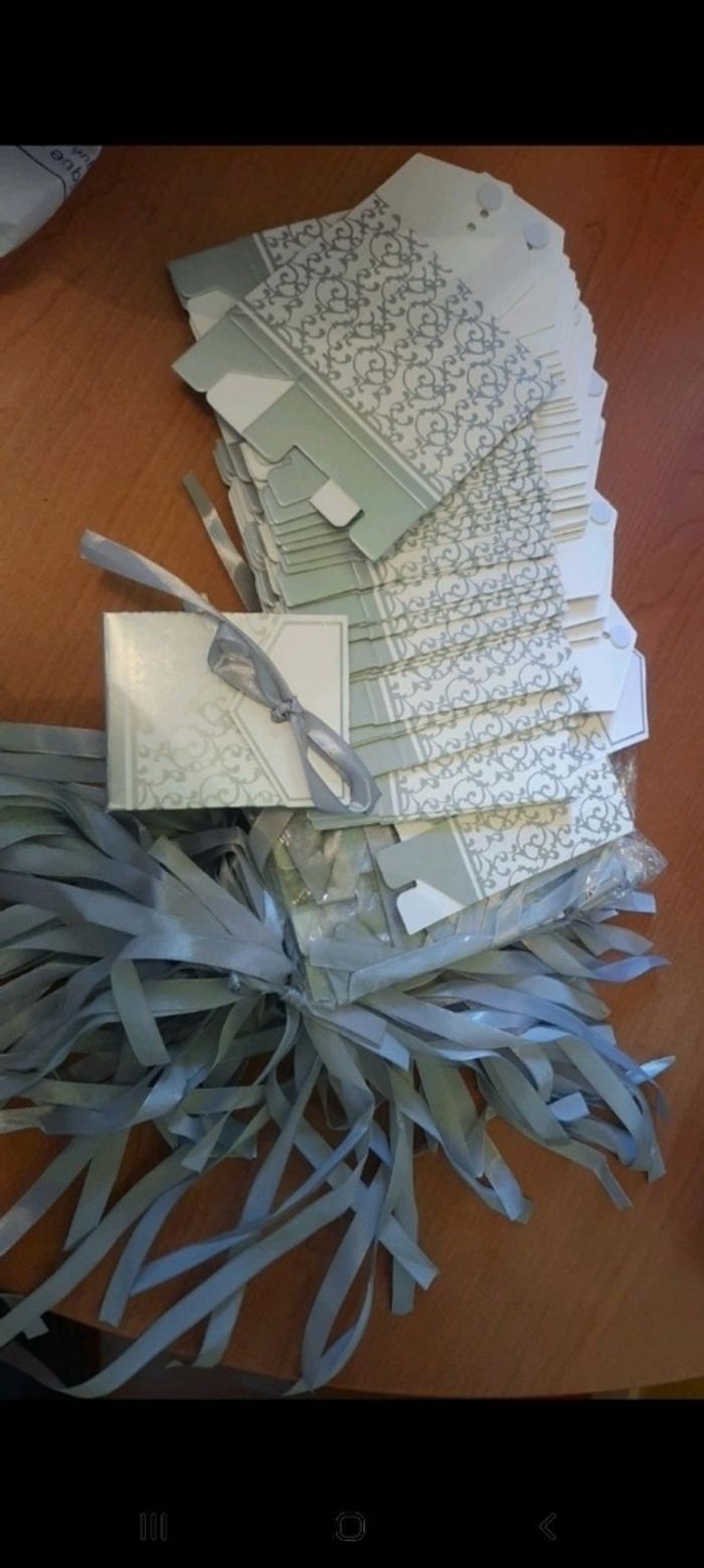 25 boîtes de dragées grise et blanche ruban idéal baptême calendrier de l'avant - photo numéro 2