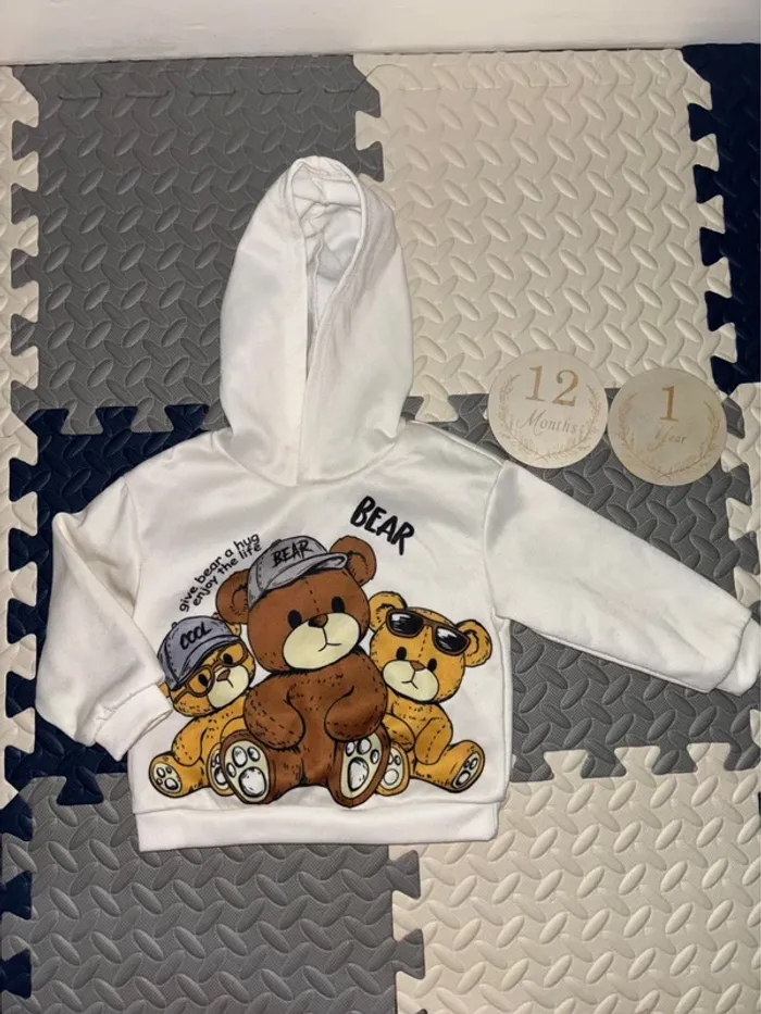 Pull à capuche / sweat-shirt ourson 12-18m - photo numéro 6