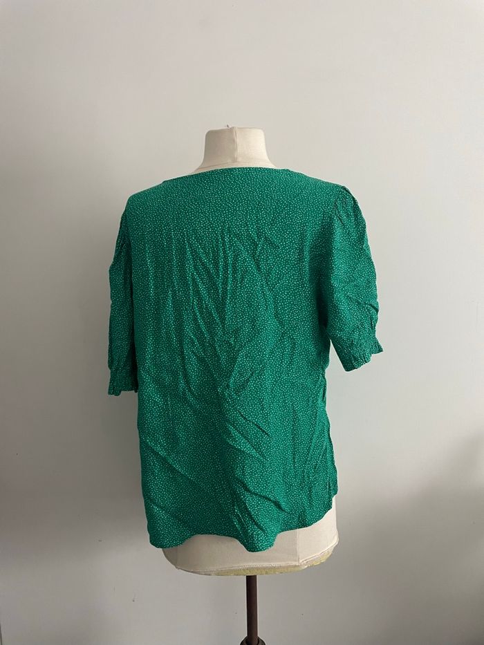 🌸magnifiques Blouse manches courtes verte à pois taille 40 camaieu 🌸 - photo numéro 3