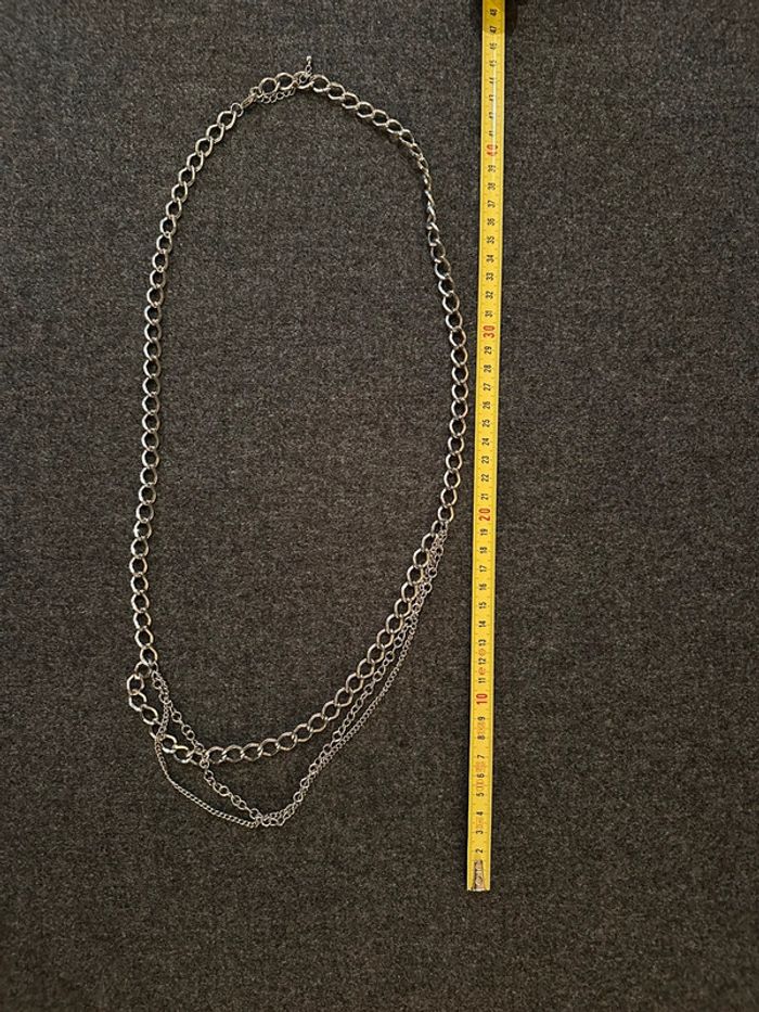 Collier sautoir métal argenté multi rang - photo numéro 5