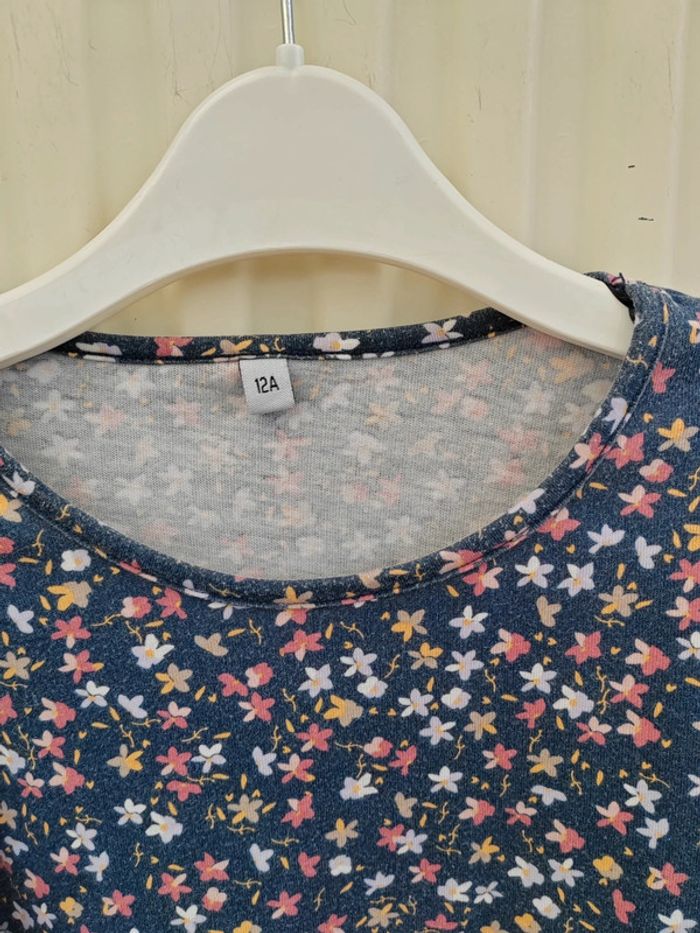💙Blouse bleue ML fleurie 12 ans - photo numéro 3