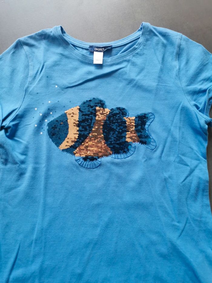 Tee-shirt manches courtes sequins poisson Okaïdi 10 ans - photo numéro 2